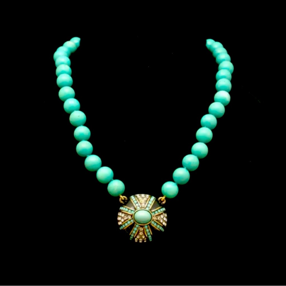 Heidi Daus Enamel Crystal Deco Statement Necklace
